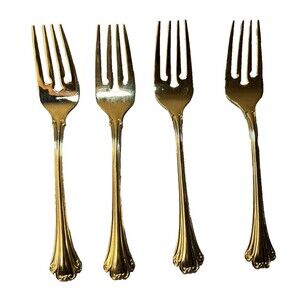 FB Rogers Golden Plated Electroplate American Chipendale 4 Forks Salad